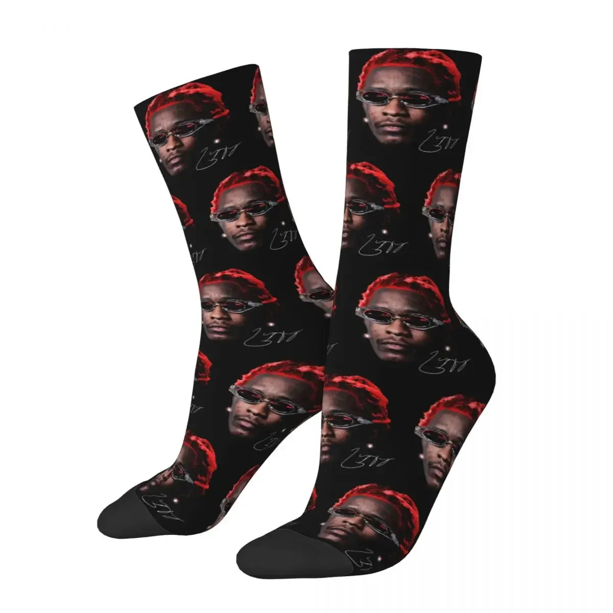 

Happy Funny Men's Socks Hip Hop YOUNG THUG Rap Sock Polyester Graphic Women's Novelty Street Style Socks Winter