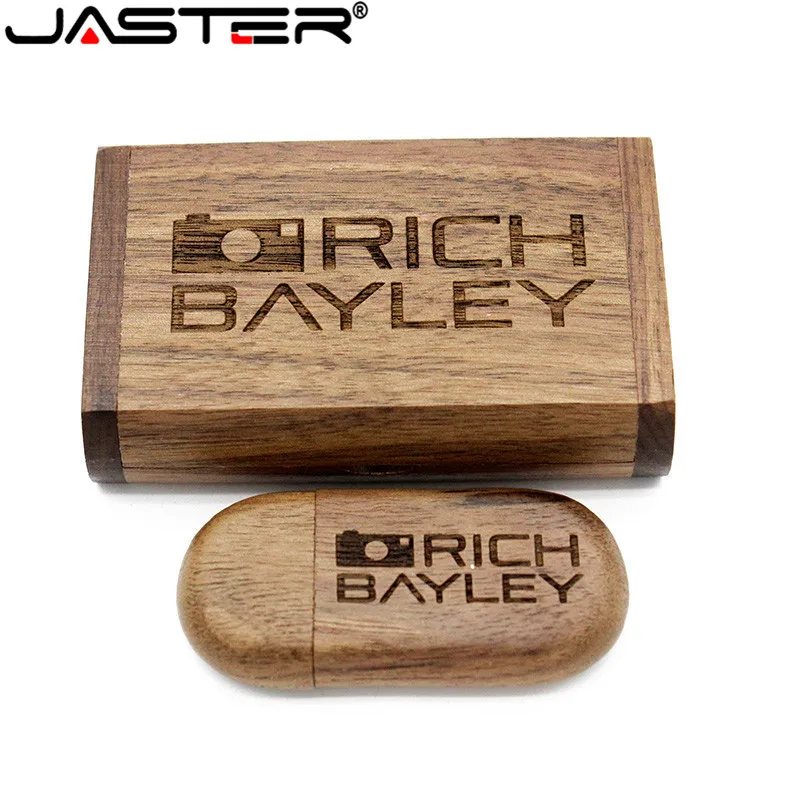 1PCS free custom logo Wooden USB Box pen drive LOGO customer Gift - Image 2