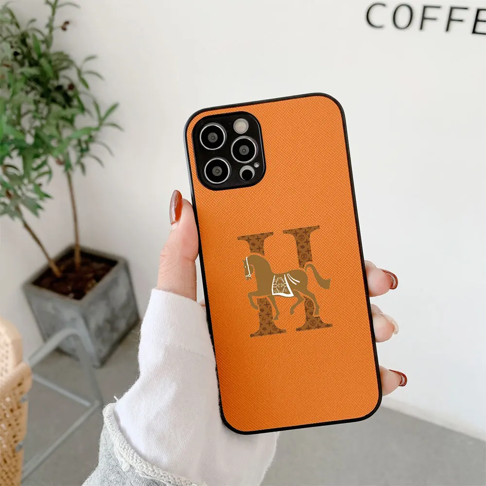 Elegant H Cross Leather Luxury Phone Case - Classic Fashion Cover