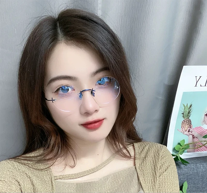 2025 Pure Titanium Round Rimless Glasses Frame Simple Fashion Men