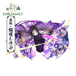 EARLFAMILY – autocollants de voiture pour Demon Slayer, décalcomanie amusante, Shinobu, accessoires de voiture, décoration murale de maison, 13cm x 9cm 