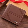 Men's Wallet Mens Short Wallet Youth Fashion Horizontal Soft Leather Business Wallet Credit ID Card Holder Wallet Billfold Purse 6