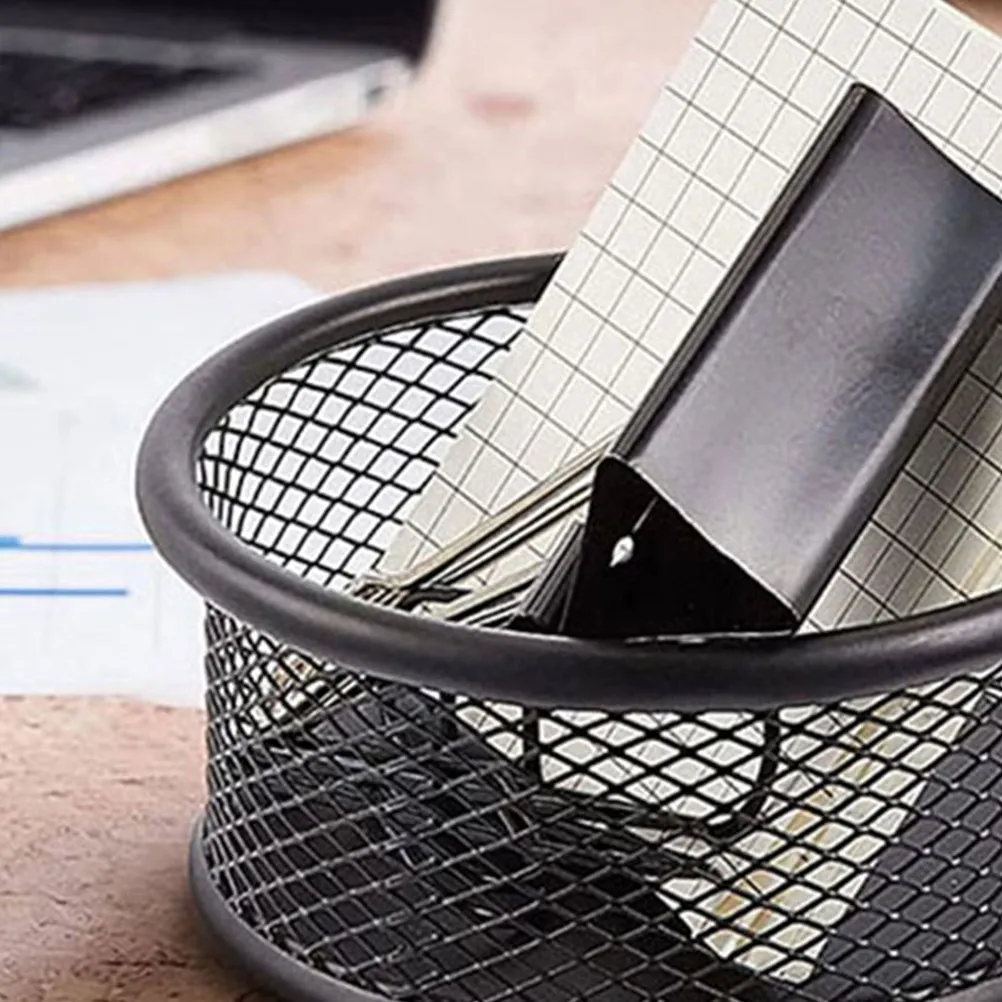 3Pcs 금속 메쉬 종이 클립 홀더 책상 정리용 소형 용품 공간 절약 우아하고 현대적인 데스크탑 클립 보관 랙 블랙