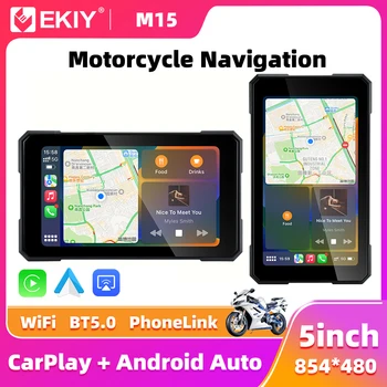 EKIY 5.0 pollici Wireless CarPlay Moto Android Auto Portatile Digitale Moto Cruscotto Navigazione GPS Schermo di visualizzazione rimovibile