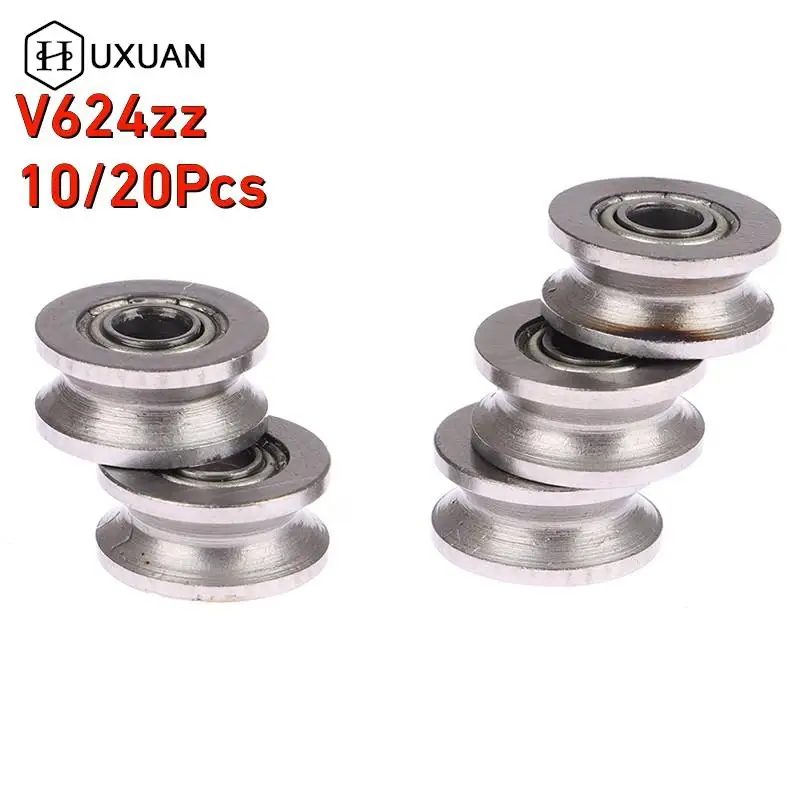10/20Pcs V624zz 4x13x6mm V Groove Sealed Ball Bearing Guide Track