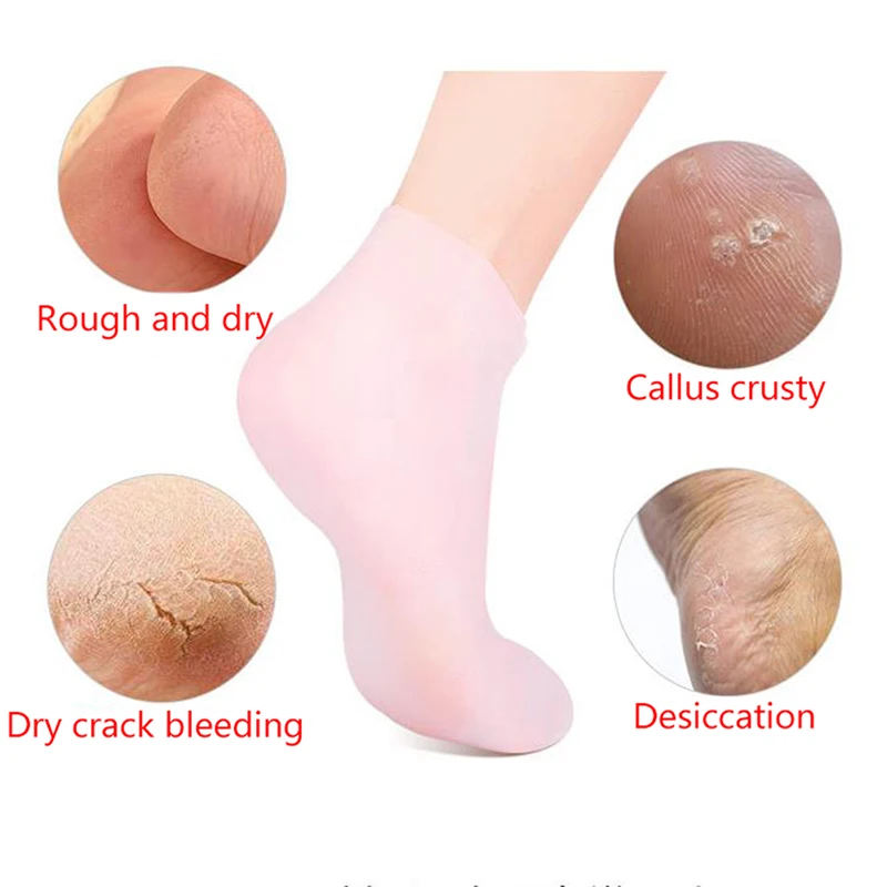 Silicone Gel Socks 1Pair Feet Care Spa Home Use Silicone Moisturizing Gel Heel Socks Cracked Foot Skin Care Protectors Anti Cracking