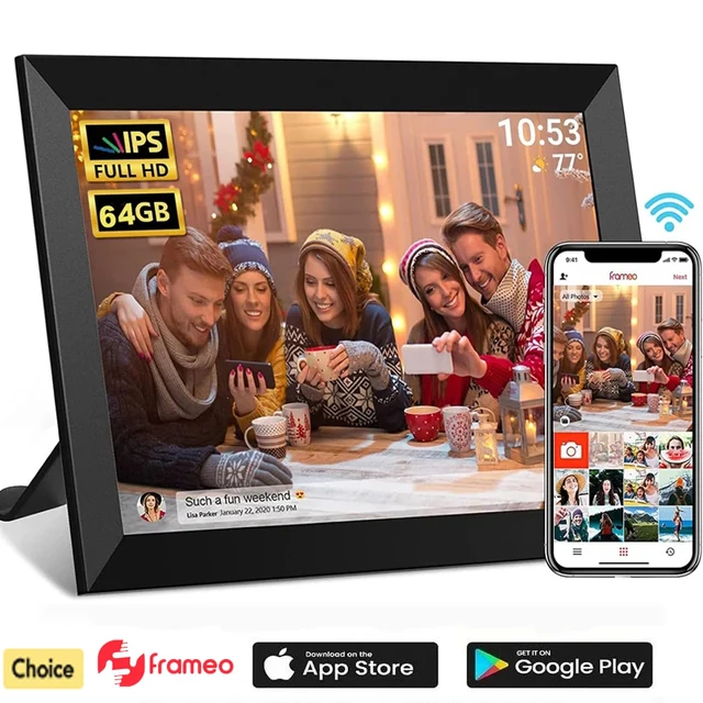 Frameo กรอบรูปดิจิตอล 10.1 นิ้ว 32GB/64GB สมาร์ท WiFi กรอบรูปดิจิตอล 1280x800 IPS HD Touch Screen ติดผนัง 1