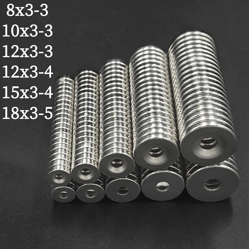 Neodymium Magnets Super Strong Neodymium Magnets 8/10/12/15/20/25/30mm x3/4/5/6mm Small Circular Round Magnet with Screw Hole in center