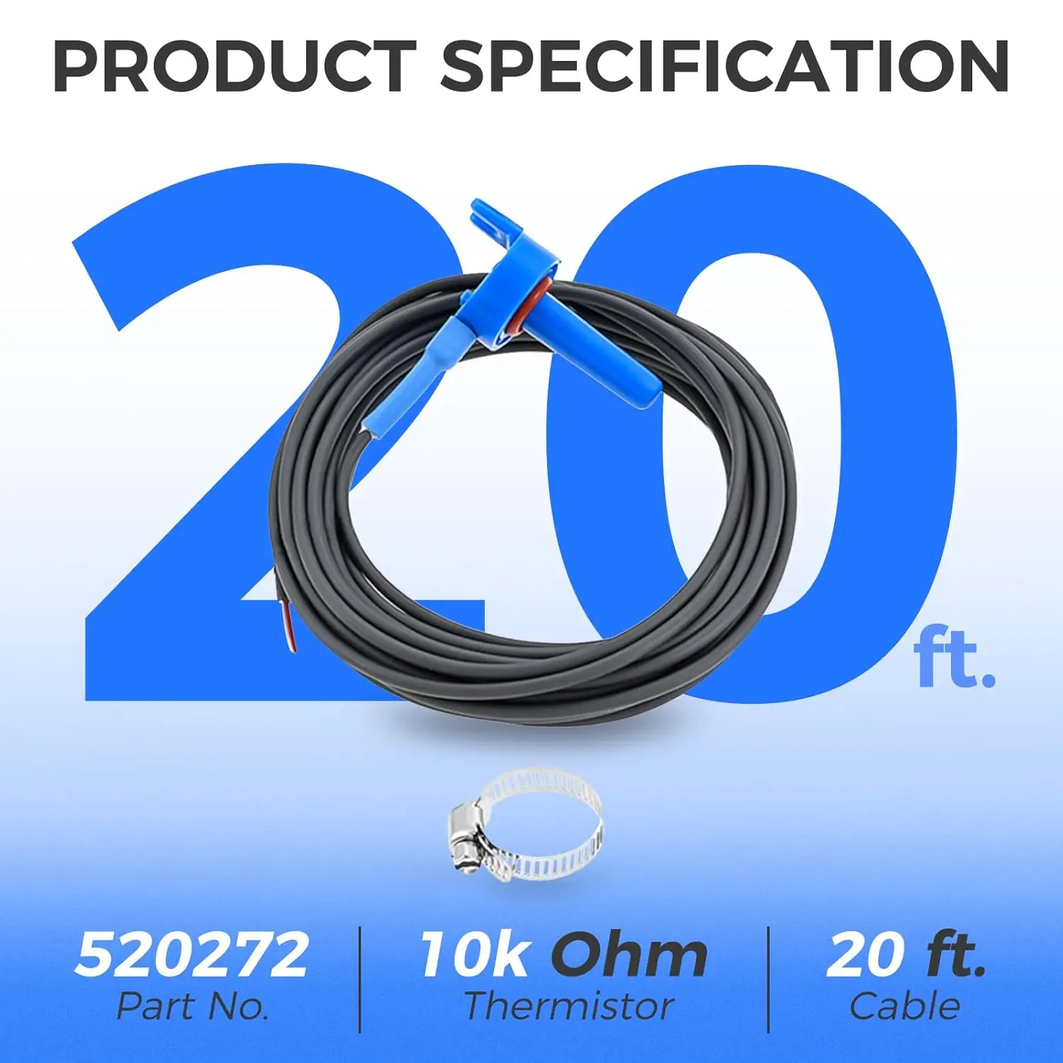 2Pcs 520272 풀 7790 SunTouch EasyTouch Compool 풀 및 스파용 20피트 케이블 교체가 포함된 공기/물/태양열 온도 센서