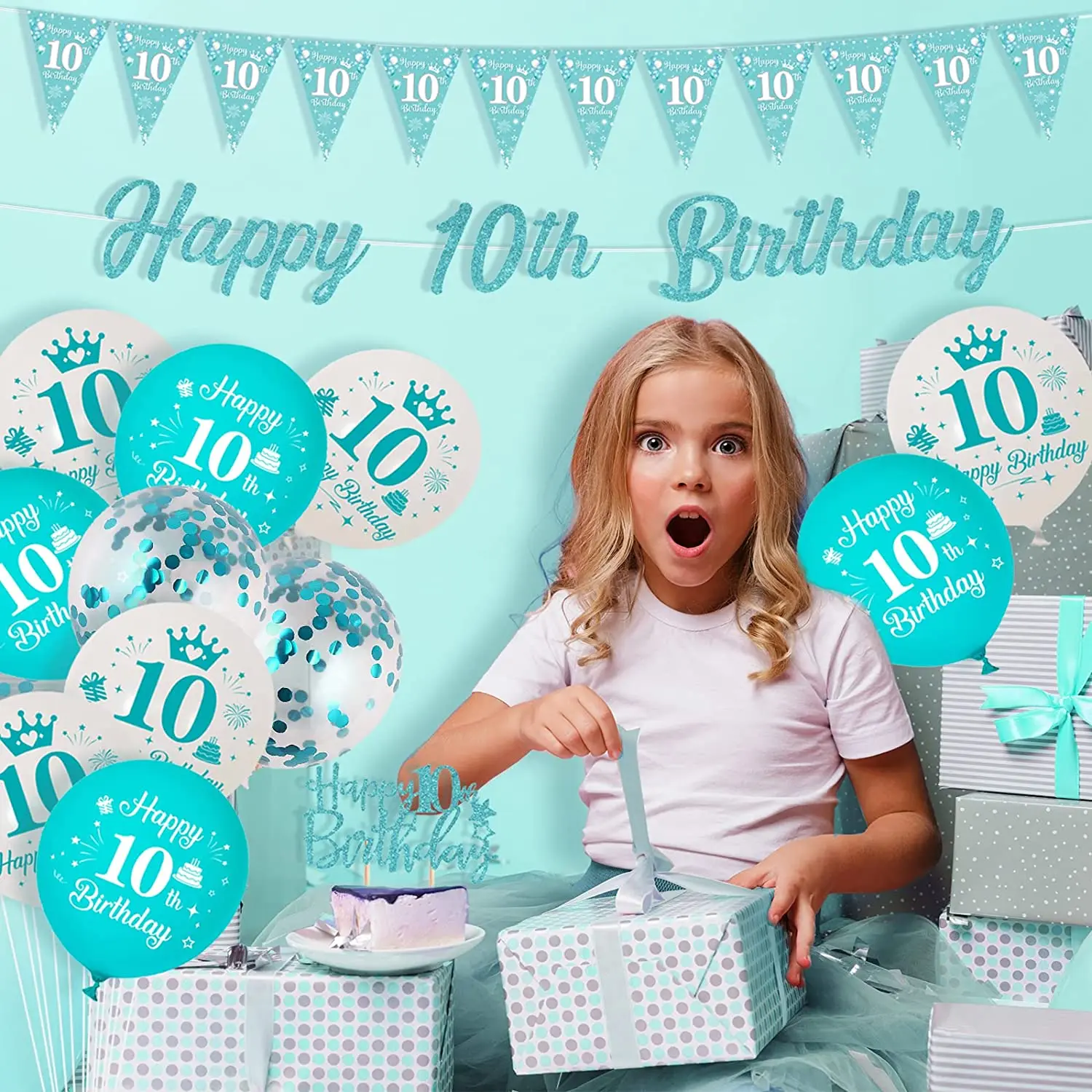 Carte Petite-fille 10e anniversaire, 10 ans sur le gâtea