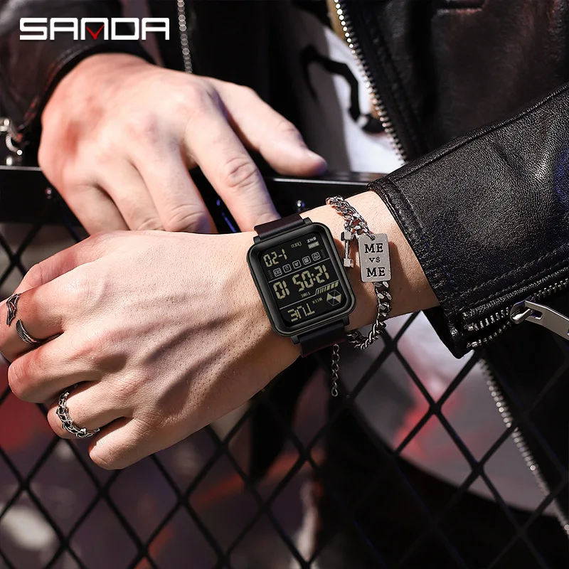 時計 SANDA SANDA Luxury Mens G Style Watches Stainless Steel Women LED