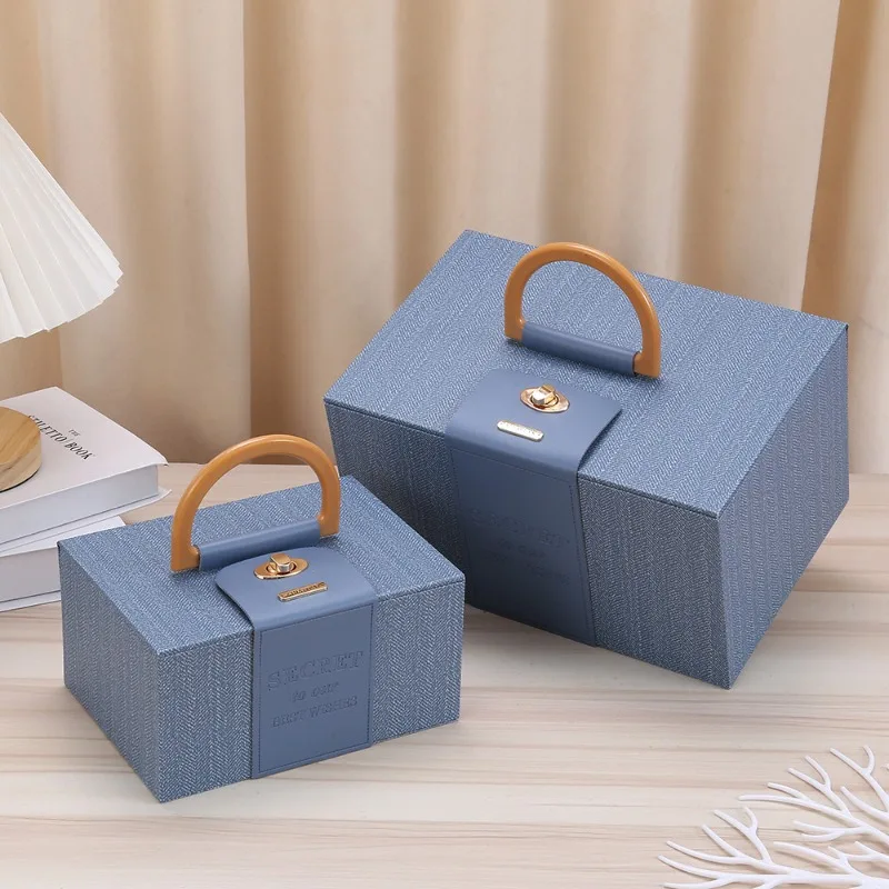 1 pcs Handheld Gift Box with PU Leather Wedding New Year Christmas