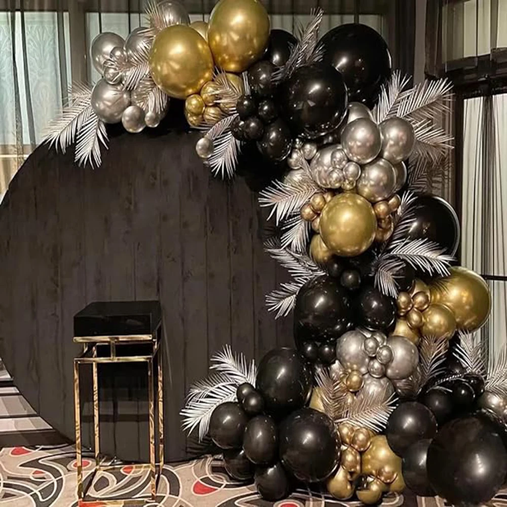 

Metallic Gold Silver Balloons Garland Arch Kit Kids Birthday Party Graduation Decor Black Balloon Wedding Anniversary Decoration