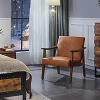 Wood Legs, Reading Leisure Chair with High Back for Living Room 1