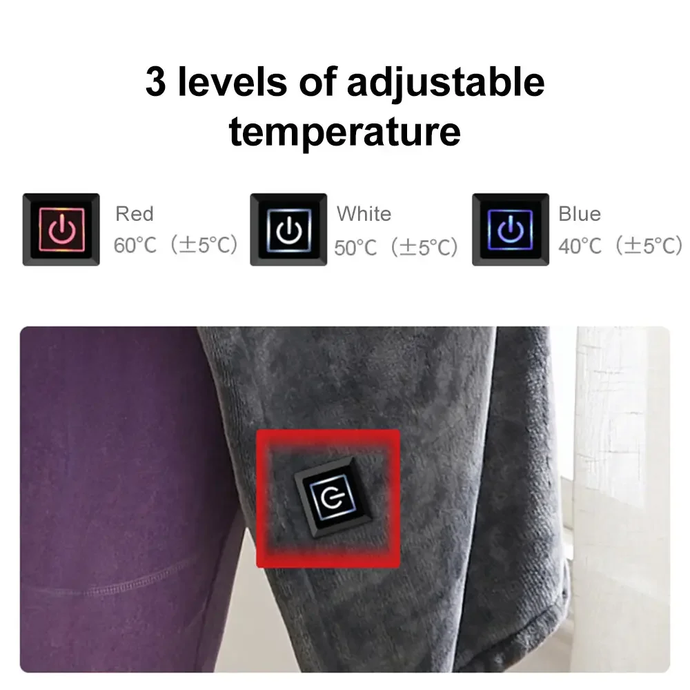 Electric Heating Blanket Winter Blanket Electric Heating Pad Heating Sleeping Mat 3 Heat Controller Coral Flannel Warm Shawl Winter Heated Blanket Cape Heating Lap Blanket Electric Heating 80*150cm