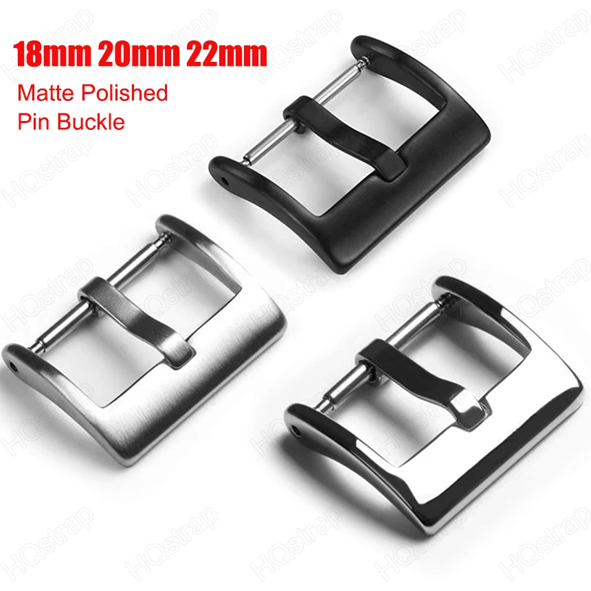 18mm 20mm 22mm Pin Buckle Stainless Steel Button Silver Matte Polished Watches Accessories Watch Strap Clasp Solid Square