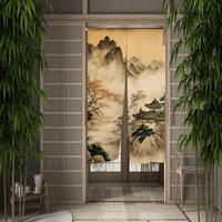 ChineseInk Landscape Painting Door Curtain Japanese Style Dining Kitchen Partition Curtain Drape Entrance Hanging Half-Curtain 2