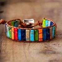 7 Chakra Healing Stone Bracelets Bangles Multicolor Emperor Stones Adjustable Leather Rope Bracelet Female Male Jewelry Gifts 1