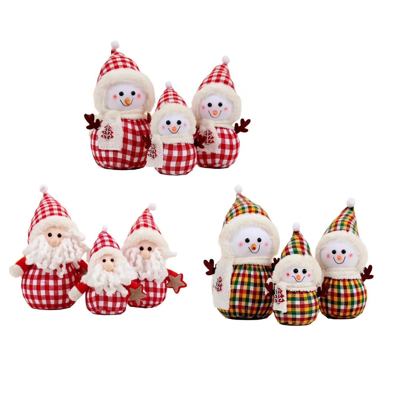 

3 Pieces Christmas Plush Dolls Family Ornaments Cute Exquisite Christmas Figurine Xmas Decor for Home Holiday Decorating Stylish