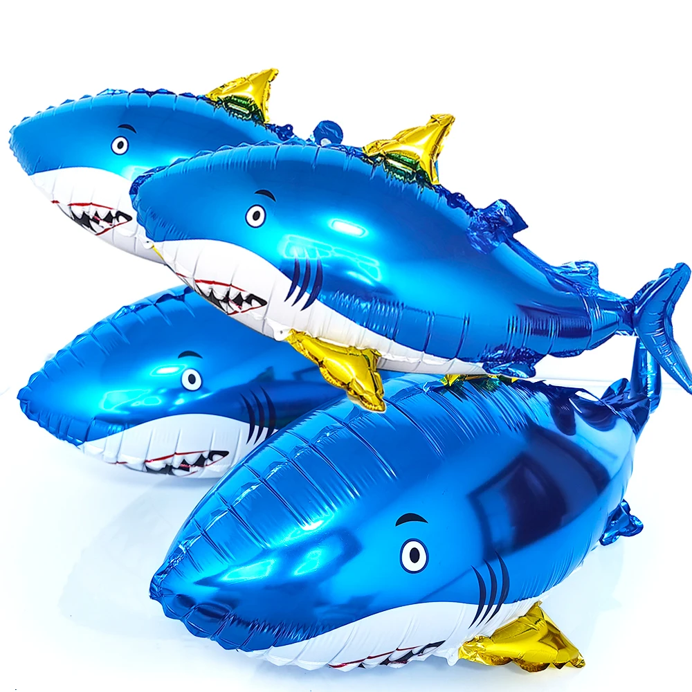 5 Pz Grande Squalo Palloncino Cartone Animato Blu A Forma Di Squalo Palloncino Gigante Squalo Foil Mylar Palloncino Baby Shower Squalo Festa Di Comple