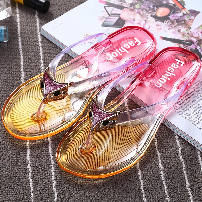 Comemore Women Slippers Transparent Beach Sandals Jelly Summer