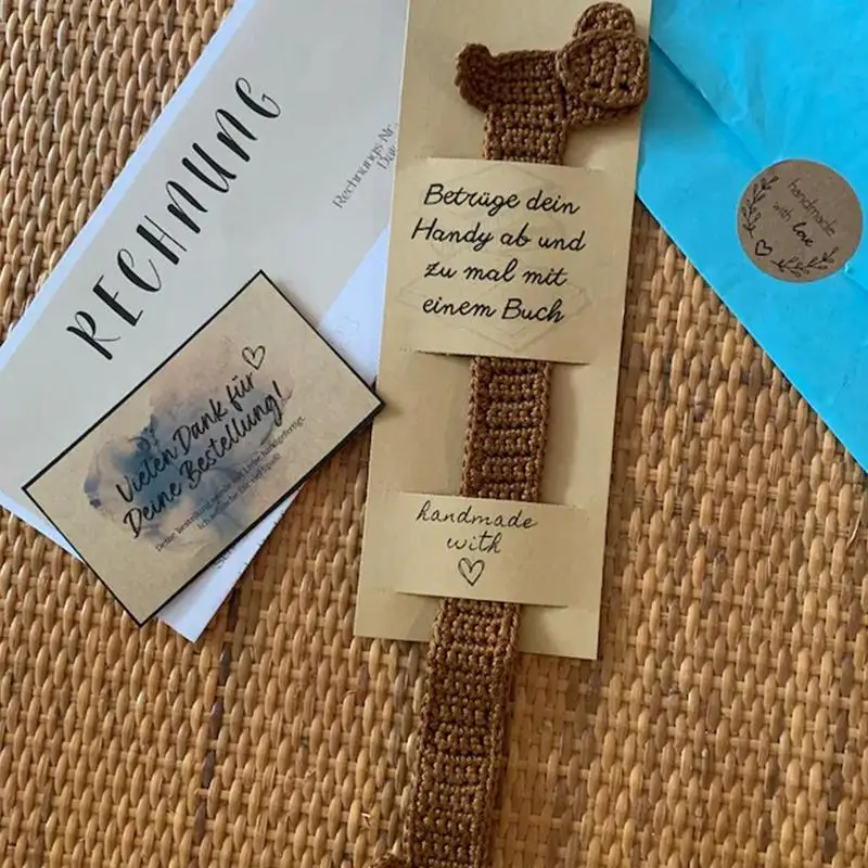 Crochet Dachshund Bookmark Cotton Brown Puppy Crochet Book Marks For Reading Creative Handmade Crocheted Gifts For Teacher
