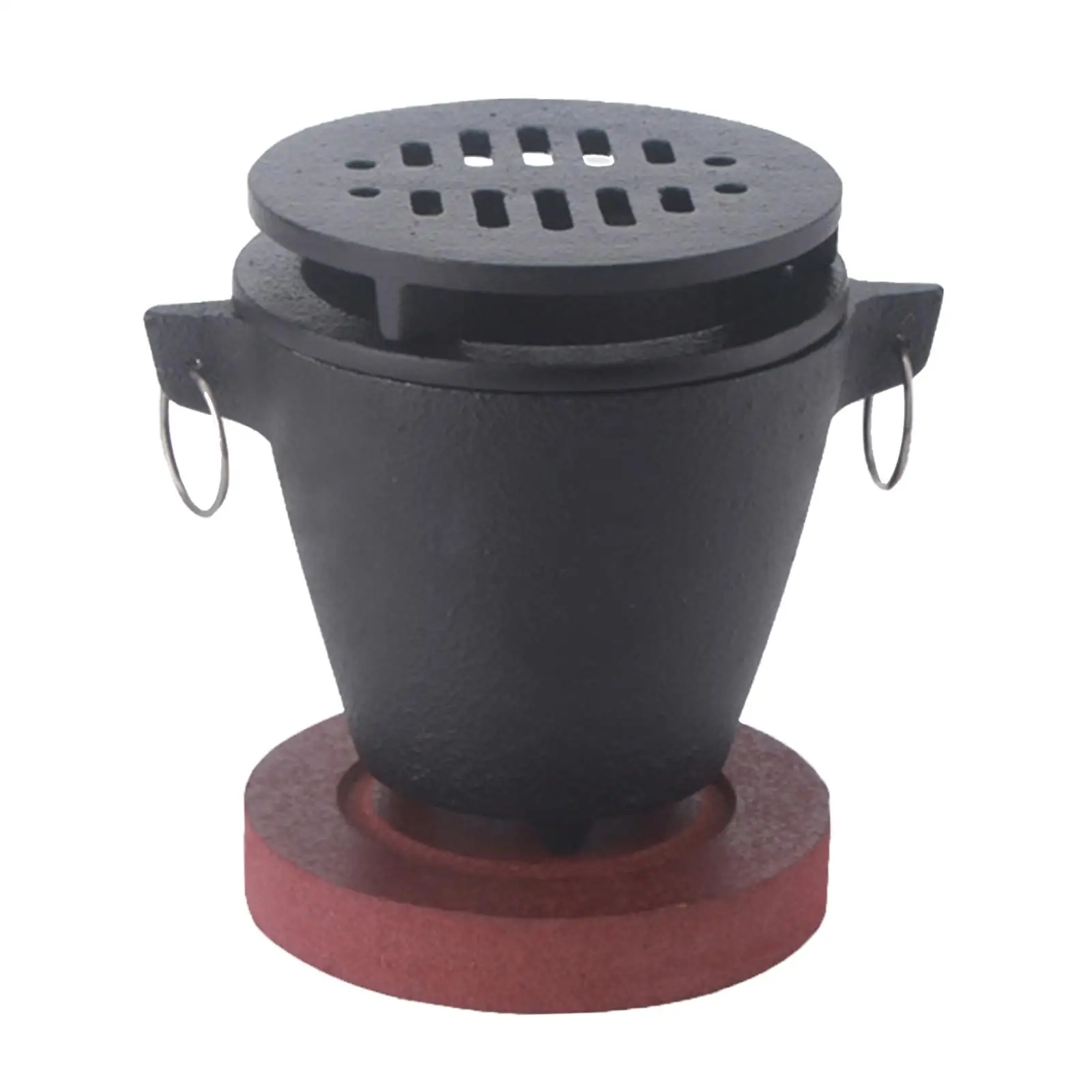 Cast Iron Hibachi Grill Camping Tabletop Fire with Wooden Base Practical Portable Heating Grill Cooker for Appetizers BBQ Cast Iron Hibachi Grill Camping Tabletop Fire with Wooden Base Practical Portable Heating Grill Cooker for Appetizers BBQ