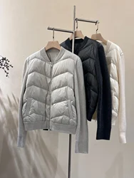 BC Women's Down Jacket Cashmere Knit Long Sleeves Coat Winter Female Casual Winter Clothing Filling White Goose Down