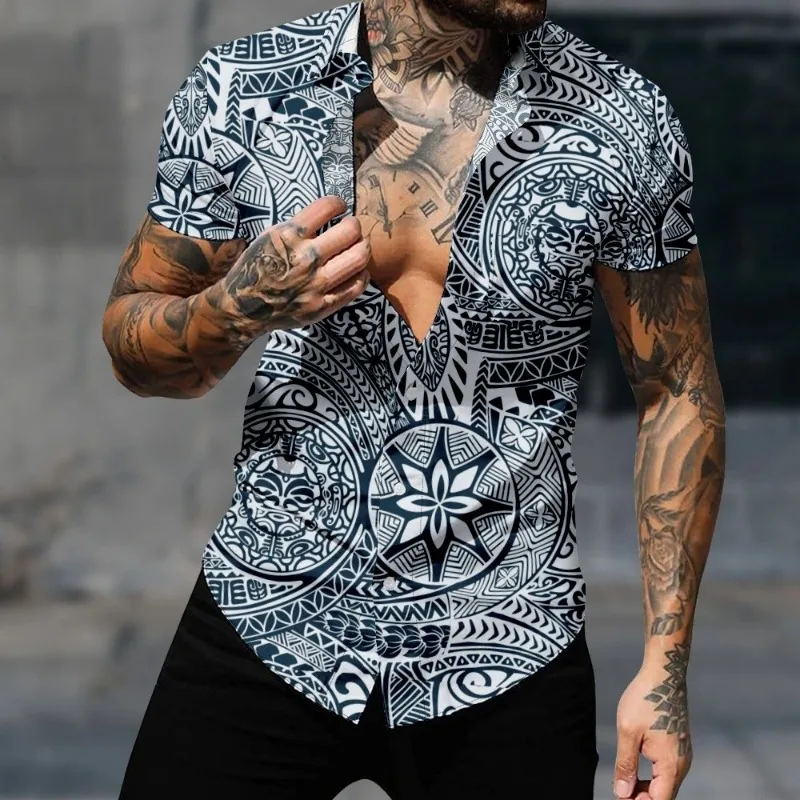 

Casual Hawaiian Shirt Men Fashion 3d Print Trendy Loose Tops Short Sleeve Paisley Shirt Streetwear Harajuku Bluas Beach Clothes