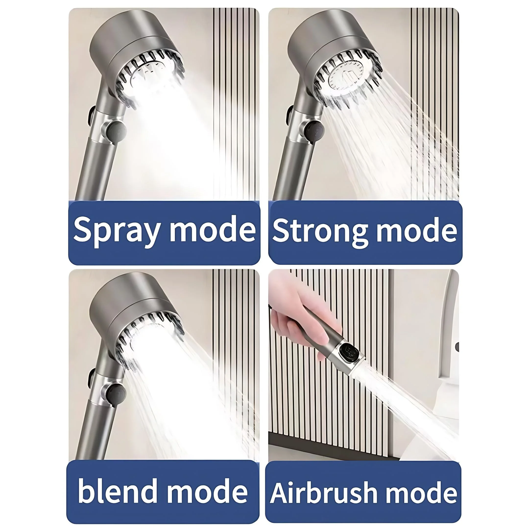 High-pressure Shower Head 3-mode Adjustable Spray with Massage Brush Filter Rain Shower Faucet Bathroom Accessories