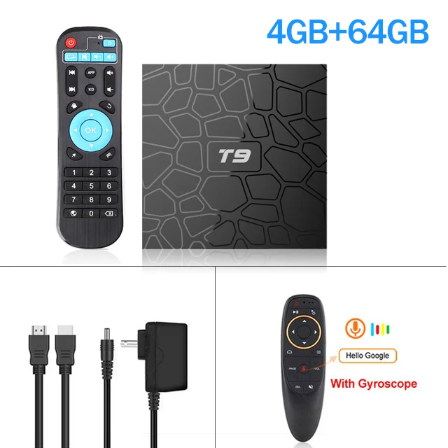 その他 TVBOX T9 TV Box Android 9.0 4GB RAM 64GB ROM 4K H.265 2.4G&5G Dual WiFi