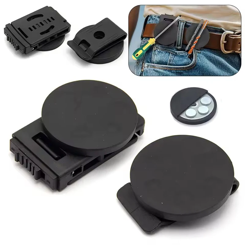 หัวเข็มขัดแม่เหล็กสีดำแบบใหม่ ปรับได้ พกพาสะดวก สายรัดยางพร้อมแม่เหล็กดูด ตัวยึดแบบสกรู อุปกรณ์เครื่องมือช่าง 1