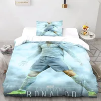 Ronaldo Idol Football Star 3D Printed 2/3 Pcs Duvet Cover Set Quilt Cover for Teens Kids Boys Girls Soft Bed Cover with Zipper 2