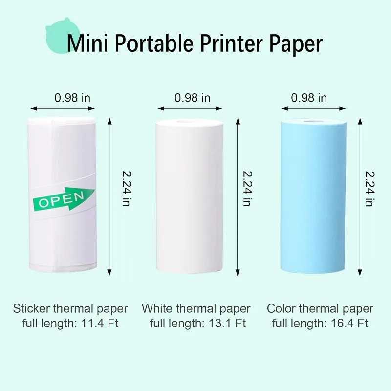Thermal Paper for Pocket Thermal Printer Thermal Sticker Colored White Paper Stickers Gift for Halloween Christmas Sticky Notes