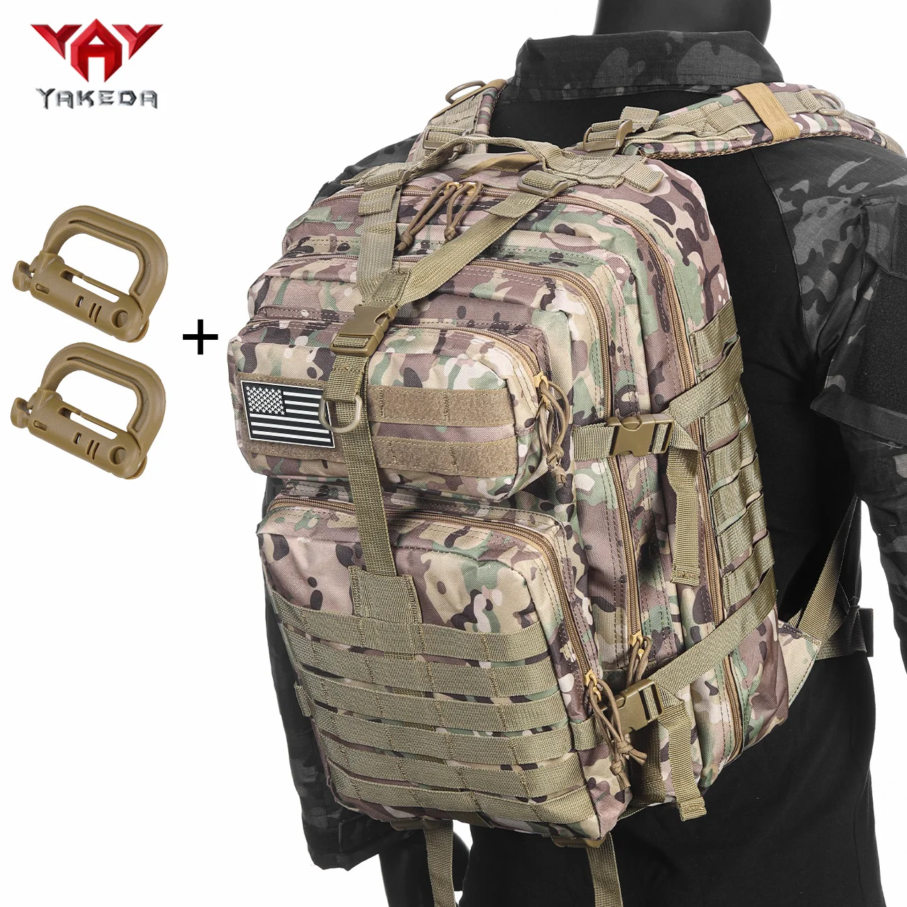 Waterproof Sports Backpack with Buckle and Emblem for Hiking