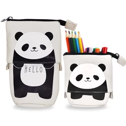 Kawaii Spacious Standing Pencil Pouch - Portable Telescopic Pencil Holder (Panda)