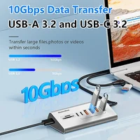 10Gbps USB 3.2 Docking Station USB Hub Type C Splitter with Card Reader Aluminum Alloy Multi 8/9 Ports Switch For PC Laptop - Image 4