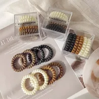 6Pcs/set New Fashion Matt Solid Telephone Wire Elastic Hair Band Frosted Spiral Cord Rubber Band Hair Tie Stretch Head Band Gum 1