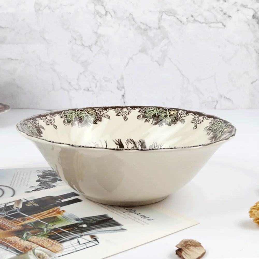 The Friendly Village Dinner Set England Style Ceramic Breakfast Plate Beef Dishes Dessert Dish Soup Bowl