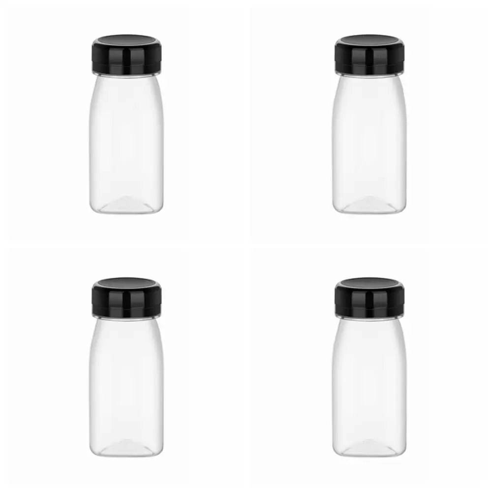 4 pcs בקבוקי מיץ פלסטיק 120 חדש מ "ל שקוף מכולות משקה שקוף לשימוש חוזר מכסה מכסה עמיד במים מפצל מיץ בקבוק משקה