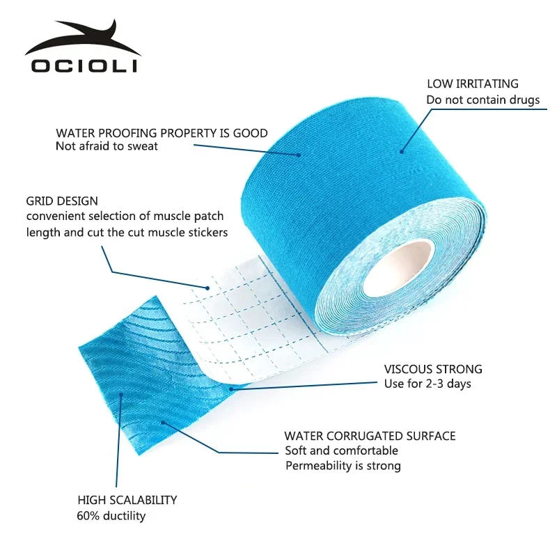Kinesiology Tape Muscle Bandage Sports Cotton Elastic Adhesive Strain Injury Relief Stickers