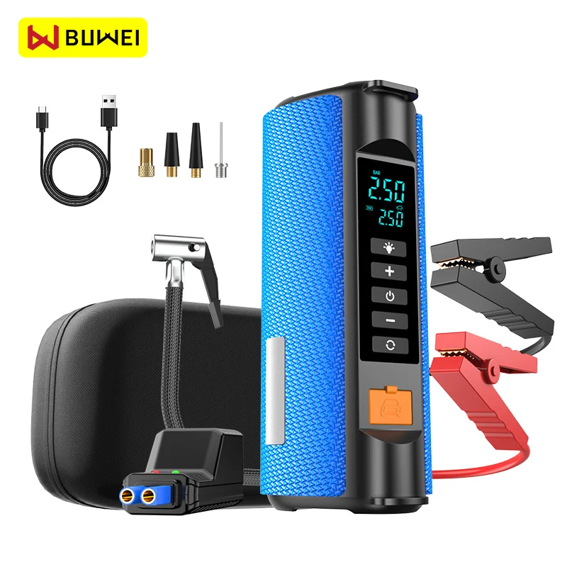 

BUWEI Multi-functional Car Jump Starter Air Pump Portable Car Emergency Power Outdoor LED Lighting Tire Inflator with EVA Bag