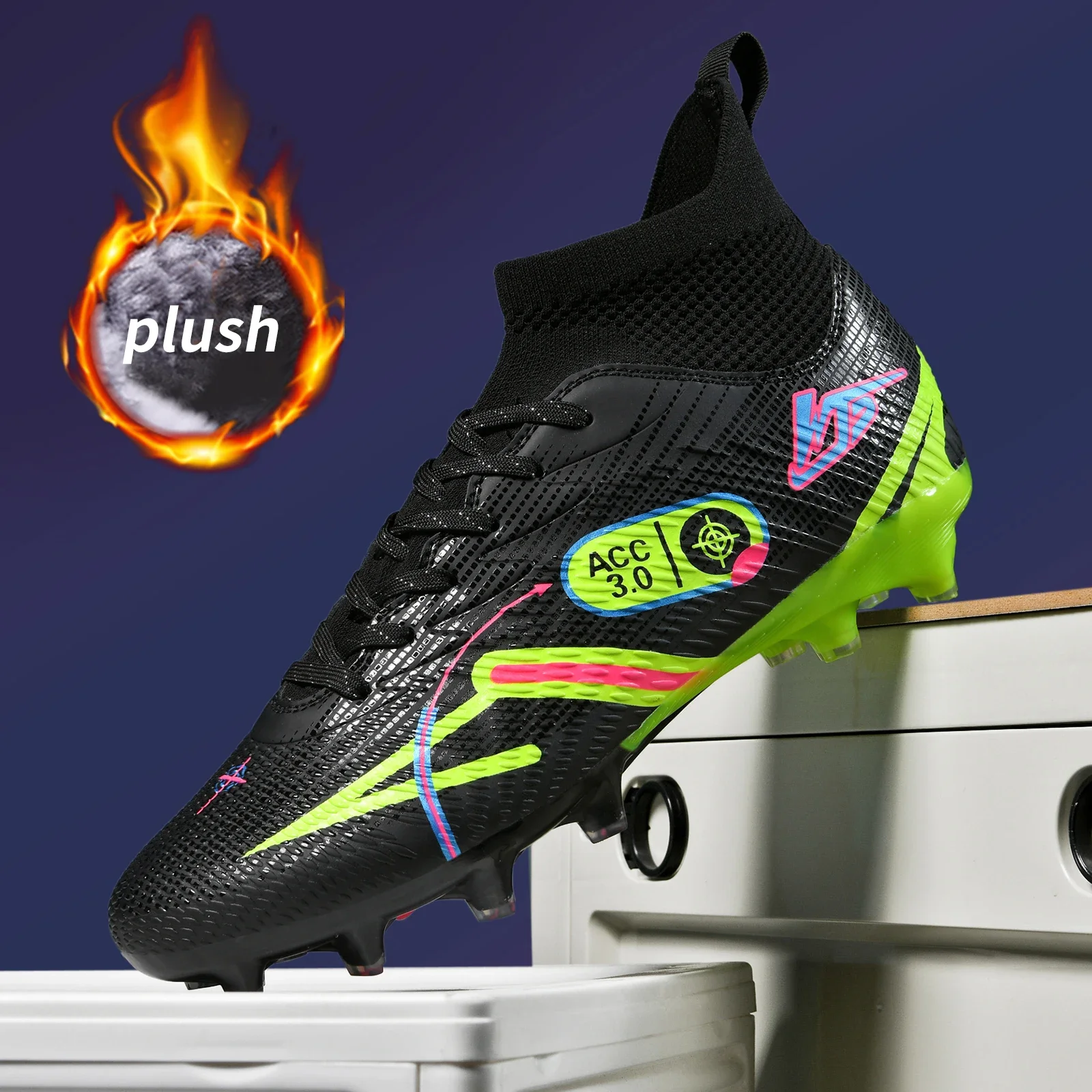 Fuzzy Fur Men Football Boots Society Cleats Soccer Brushed Shoes Professional Football Field Boots Original Sneakers Fast Match