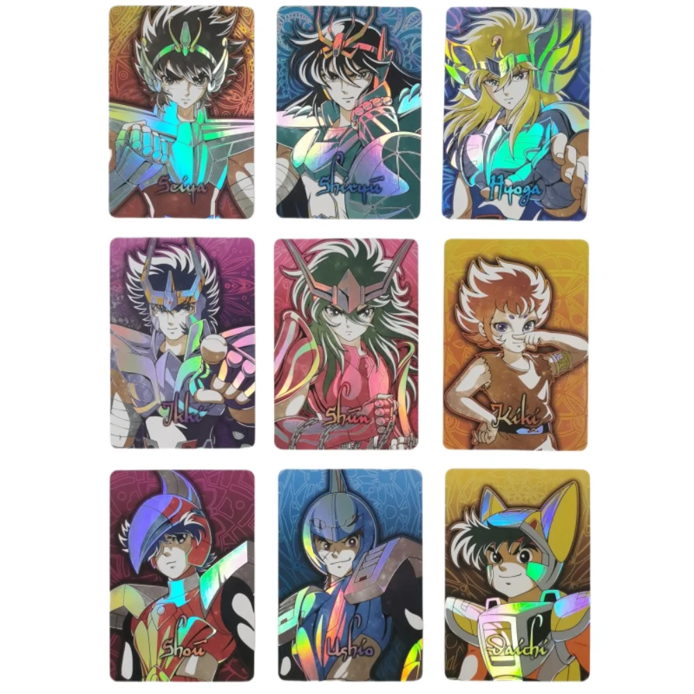 

9pcs/set Saint Seiya Phoenix lkki Hyoga Shiryu Animation Characters Flash Card Anime Classics Game Collection Cards Toy Gift