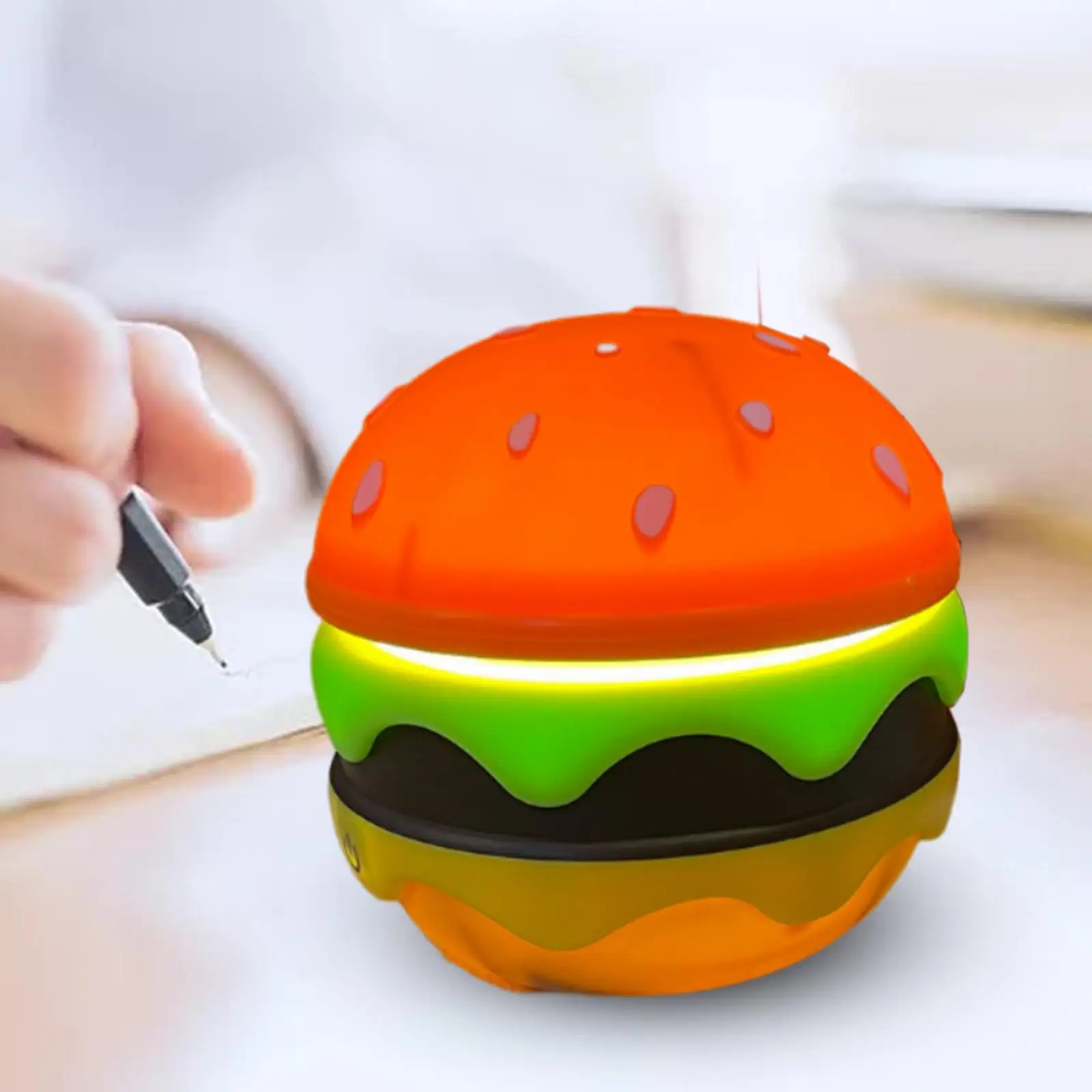 Hamburger Table Lamp Portable Rechargeable Retractable Dimmable Nursery Night Light Kids Lamp for Study Bedroom Office Home Gift