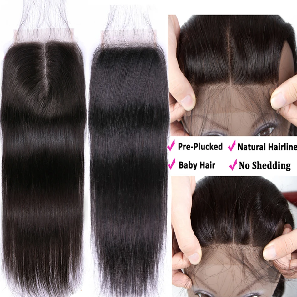Human Hair Lace Product 4X4 Lace Closure Peruvian Straight Deep Water Wave Curly Closure Human Hair Natural Color Remy Hair Swiss Lace 10-24 inches