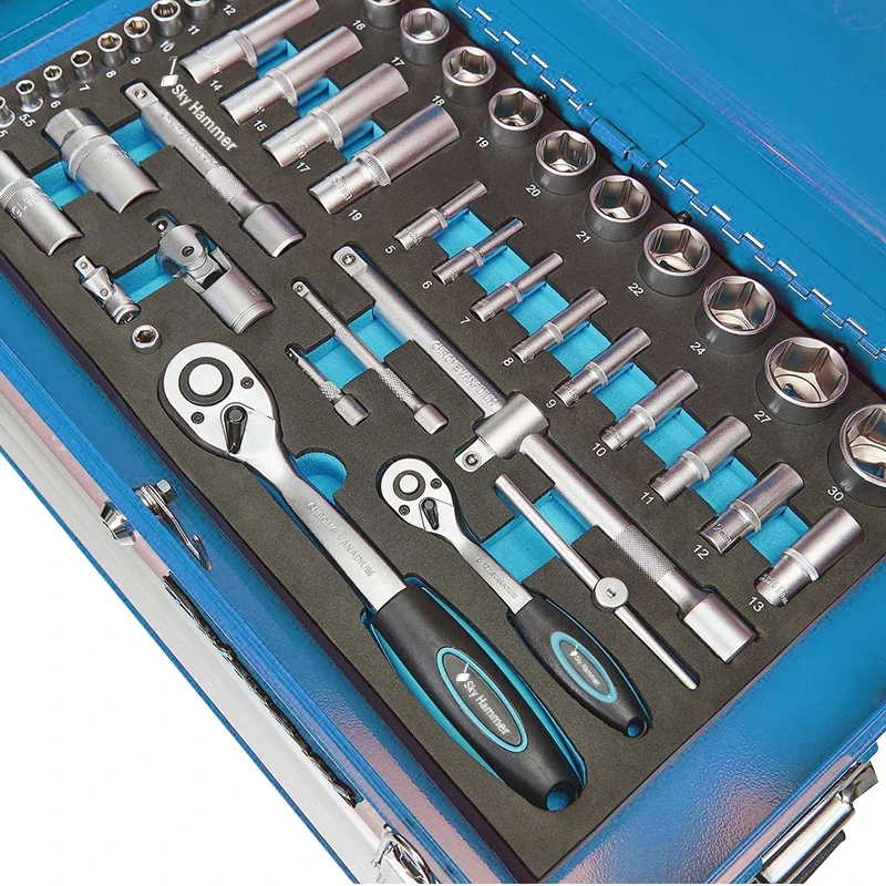 Factory Supply 70 PCS Toolbox Set Chrome Vanadium Repair Workshop Garage Tool Sets with 3 Drawer 2