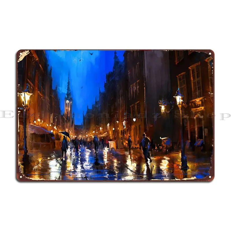 Night Urban Vintage Paint Metal Platform Poster Bar Printing Club Designs Wall Decor Tin Sign Poster