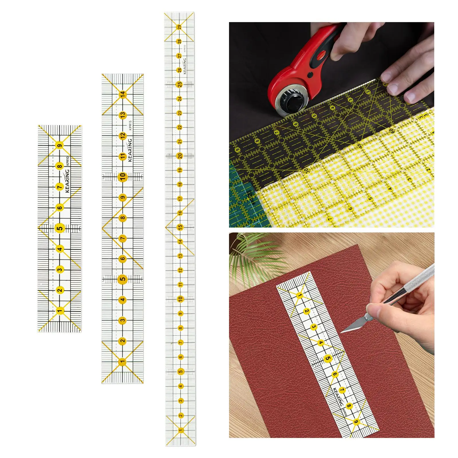 Quilting Ruler Clear Ruler Multi Purpose Household Sewing Ruler Tailor Patchwork Ruler for Embroidery Hobbyists DIY Apparel