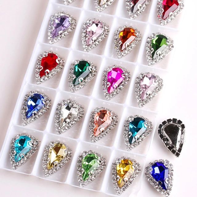 Multicolor Waterdrops Silver Claw Rhinestone Teardrop Jewelry Craft  Rhinestones